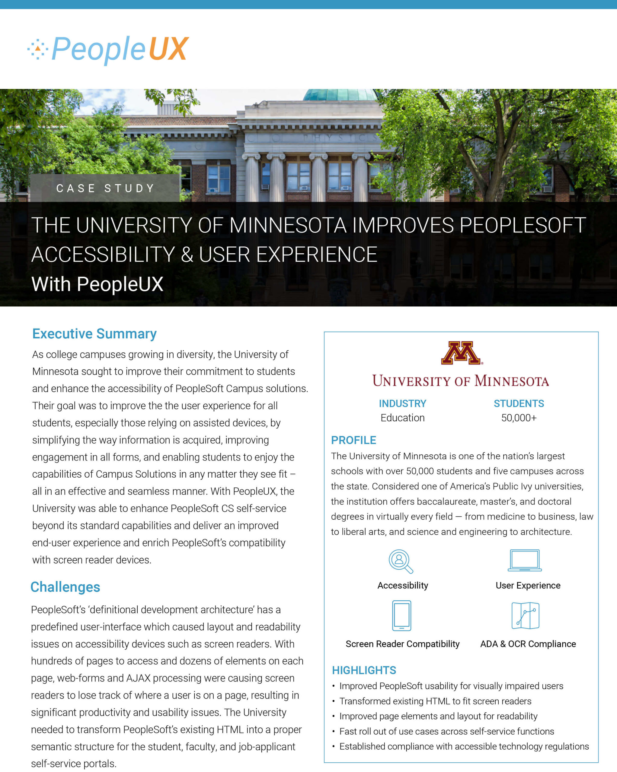 The University Of Minnesota Improves PeopleSoft Accessibility & User Experience
