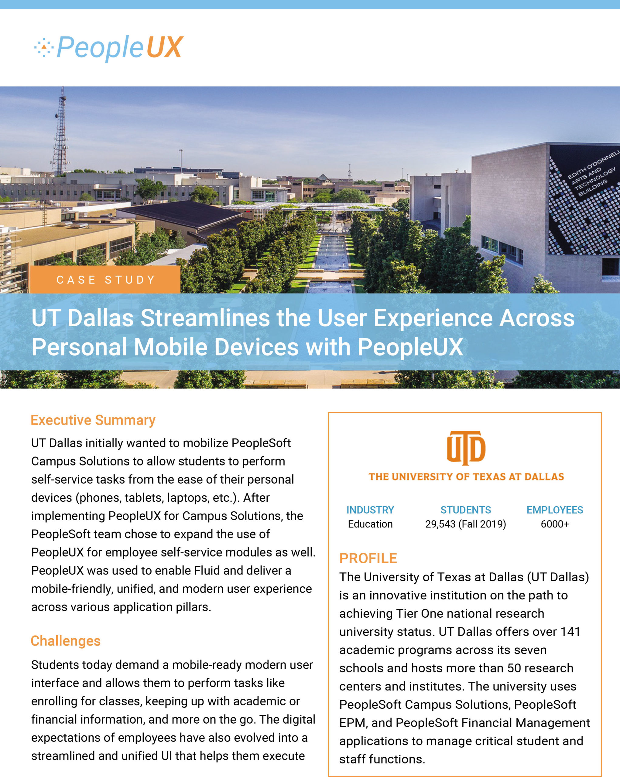 UT Dallas Streamlines the User Experience Across Personal Mobile Devices with PeopleUX